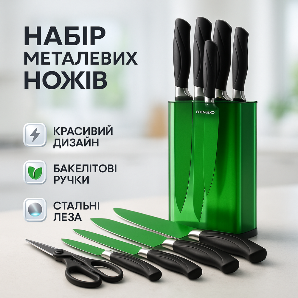 Кухонний набір ножів для нарізання, Кухонний ніж зі сталі нержавіючої, Кухонні ножі з хорошої сталі CK-45 Львів - фото 9