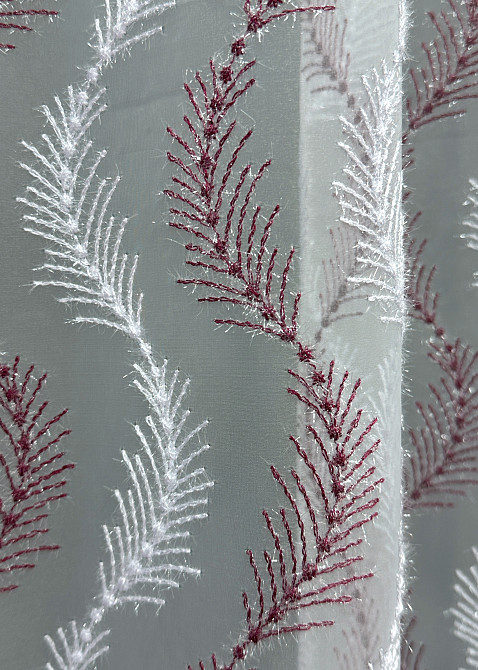 Тюль VR-Textil 1691т Органза с вышивкой Бордовый с белым 300х270 см (42-0732) Киев - изображение 6