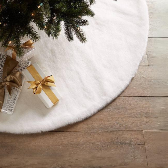 Коврик под елку юбка для елки Niki Light новогодний декор меховые коврики под елку Белый 90 см Киев