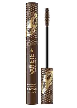 Тушь для ресниц Eveline Variete коричневая Объем Длина Эвелин Силиконовая щеточка Запорожье