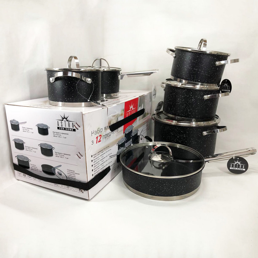 Набор кастрюль для электронной плиты, Набор кастрюль с жаростойкой крышкой для плит EI-85 Львов - изображение 12