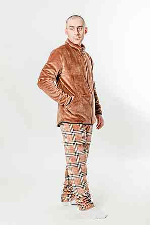 Комплект домашний мужской, коричневый , велсофт топ Крохатушка одяг Киев