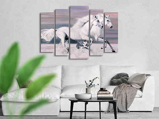 Модульна картина у вітальню / спальню Пара білих коней Art-478_5 ( 80х118см ) Київ