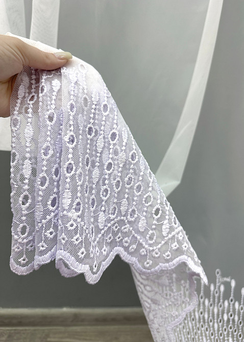 Тюль VR-Textil 1818т Грек-сетка с вышивкой и люрексом цвет Белый 300х270 см (42-0805) Киев - изображение 5