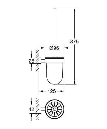 Туалетный ершик подвесной в комплекте Grohe Essentials Cube New (40513001) Черновцы