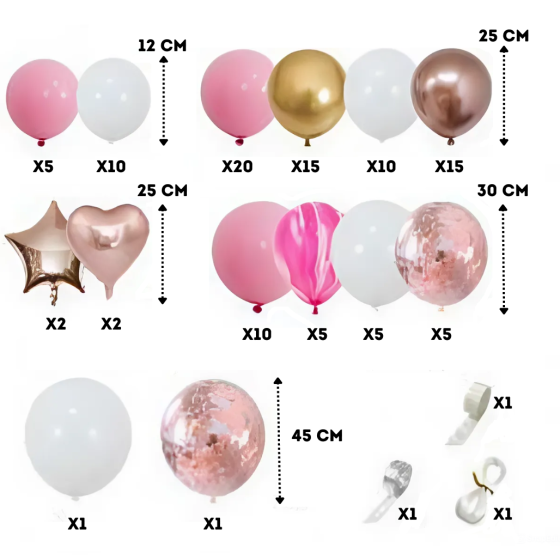 Набір повітряних куль «Рожеві солодощі» латексні, прикраса для урочистостей: дня народження, весілля, вечірки Кам'янець-Подільський