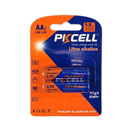 Комплект з 20 батарейок PKCELL Ultra Alkaline AA LR6 1.5V по 2шт./блістер Київ