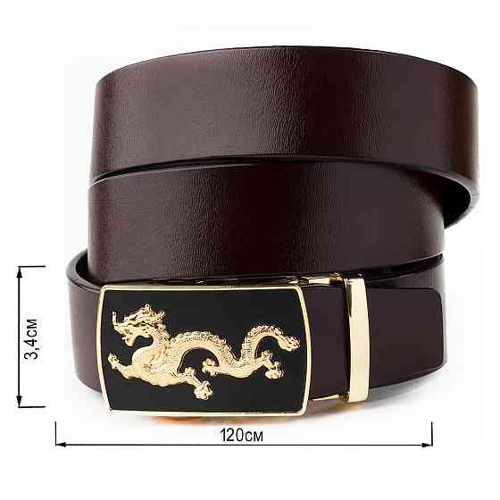Ремень мужской золотой дракон Vintage 20259 Коричневый Киев
