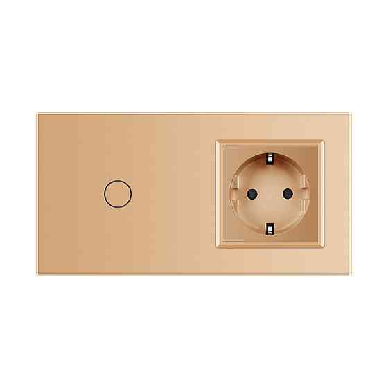 LIVOLO Розумний сенсорний EC вимикач 1 сенсор 1 розетка LIVOLO золото матове скло Коломия