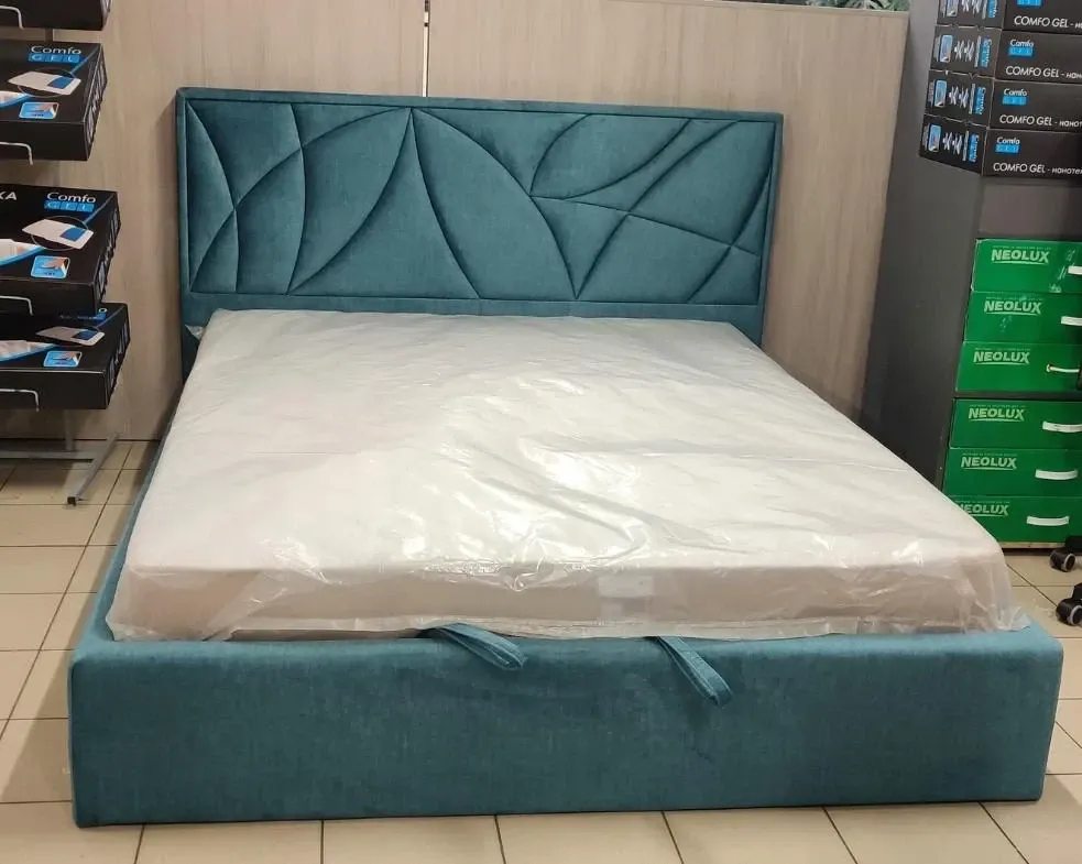 Кровать Двуспальная Aurora Comfort 140 х 190 см Simple С подъемным механизмом и нишей для белья Синий Киев - изображение 4
