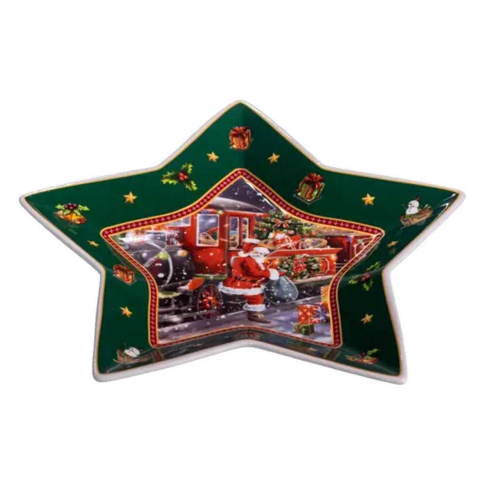 Сервірувальне новорічне блюдо для закусок Santa 25,5 (см) з порцеляни HP-SDHK-20 Київ - фото 7