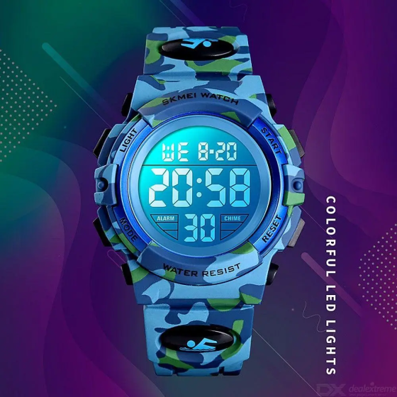Дитячий спортивний наручний годинник Skmei Kids 1548 (Світло-синій камуфляж) Київ