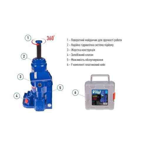 Гидравлический телескопический домкрат 2т в чемодане Iron Hand, высота подъема 148-276 мм, 2.4 кг (IH-148276D-K) Харьков