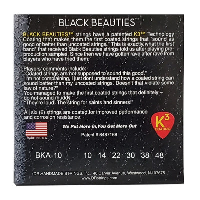 Струни для гітари DR Strings Black Beauties Acoustic - Extra Light (10-48) (BKA-10) Вінниця - фото 3