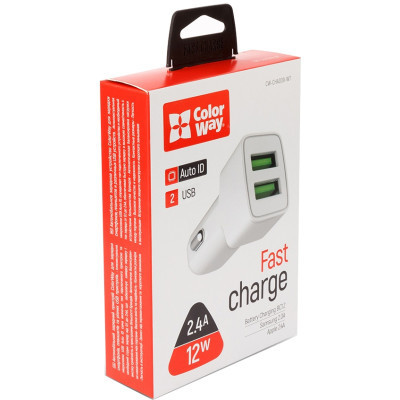 Зарядний пристрій ColorWay 2USB AUTO ID 2.4A (12W) white (CW-CHA009-WT) Вінниця - фото 7