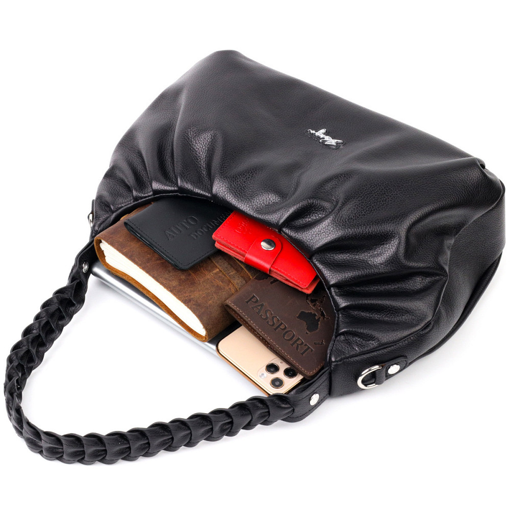 Качественная женская сумка багет KARYA 20838 кожаная Черный Киев - изображение 10