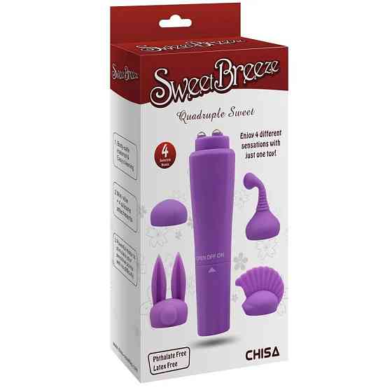 Вибро-стимулятор для клитора + 4 насадки Chisa Sweet Breeze, фиолетовый Sex Aura Киев