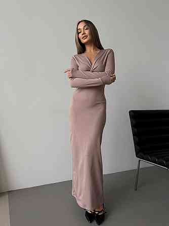 Стильне жіноче плаття максі з вирізом на грудях мікродайвінг Моко, 46-48 Одеса