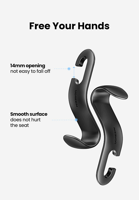 Гачки-тримачі Ugreen на підголовник LP104 30337 NS (Чорні, 2шт) Николаев - изображение 9