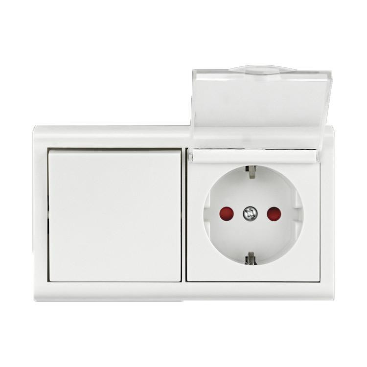 Выключатель накладной 1-кл.+розетка с заземлением с крышкой OVIVO Харьков - изображение 2