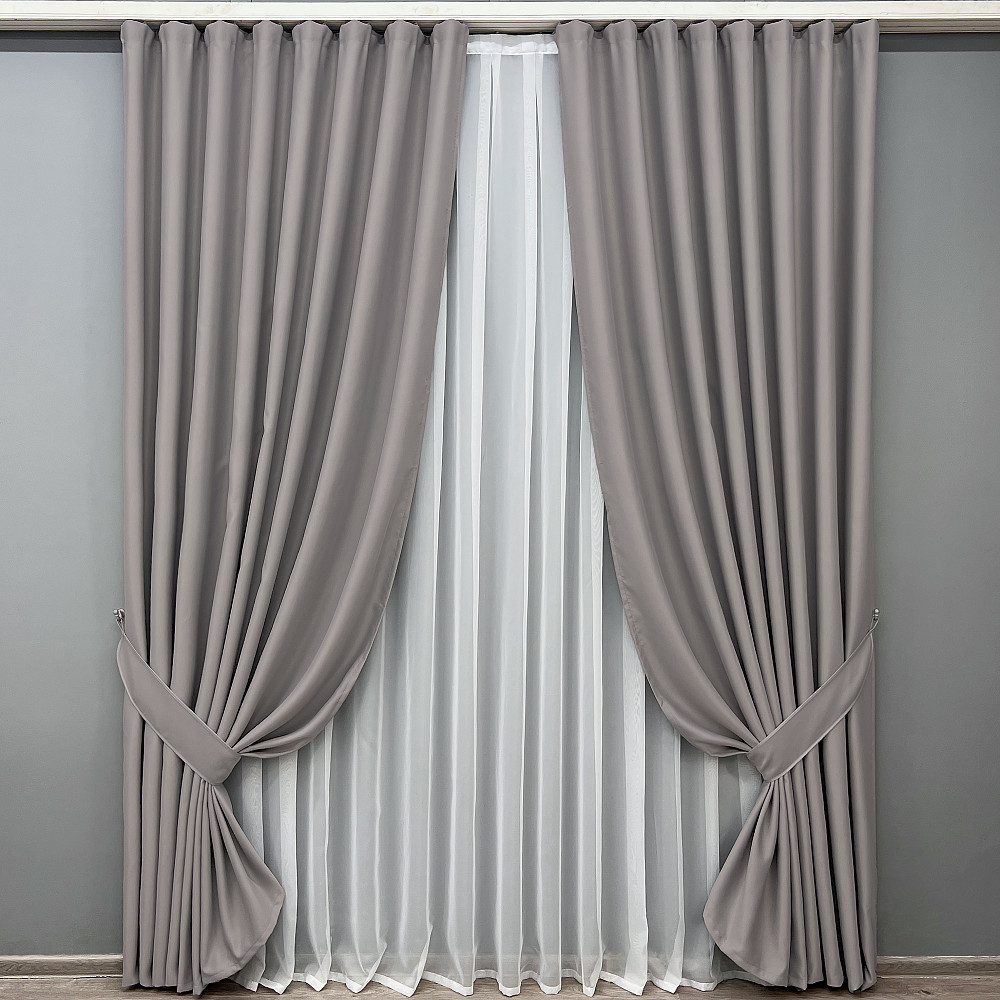 Комплект готових штор VR-Textil Bagema Rvs № 2074ш Попелясто-сірий 150х270 см 2 шт (33-1278) Київ - фото 2