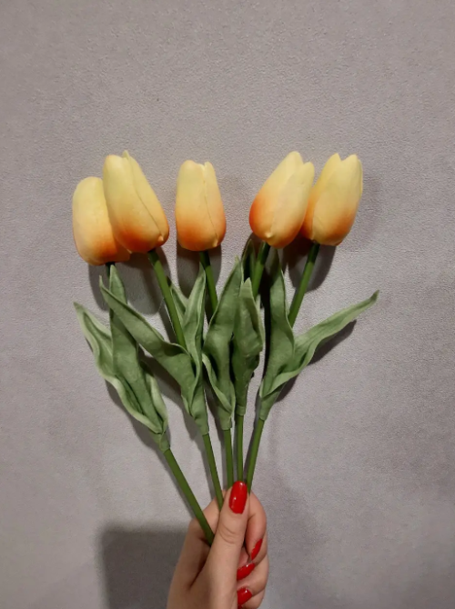 Штучні тюльпани 5 штук 34 см помаранчевий Київ - фото 2