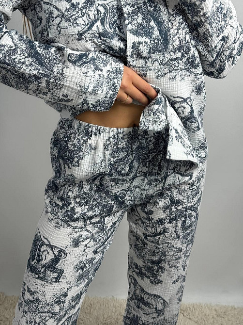 Женский комплект из натуральной ткани Диор черный, Молочный, M-L Харьков - изображение 3