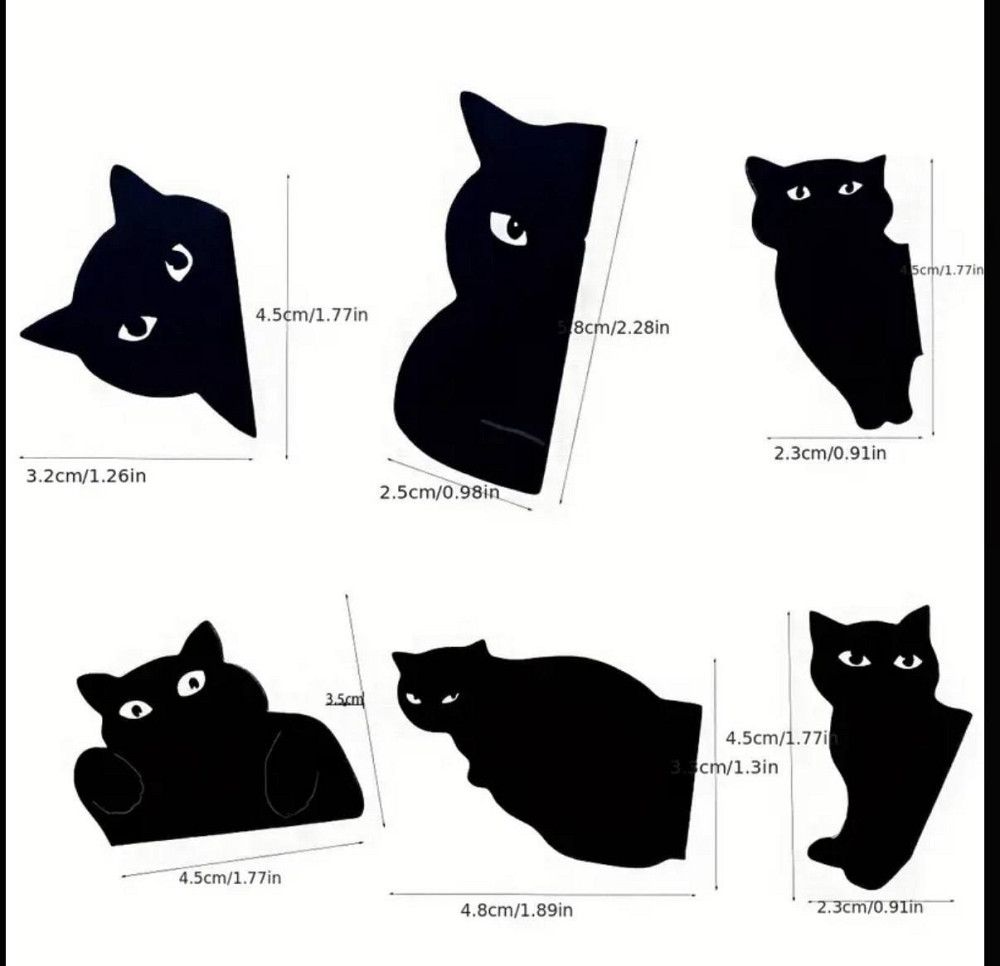Магнітні закладки «Чорні коти» – набір 6 шт, випадкові дизайни Київ - фото 3