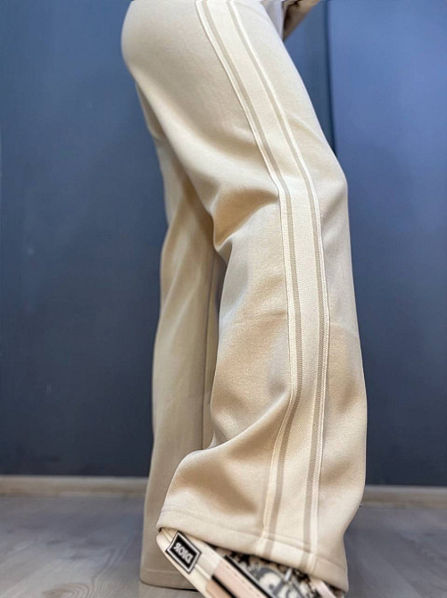 Костюм женский A-N 2738 свитшот на молнии и брюки равны от бедра с лампасом бежевый, бежевый, M Киев - изображение 6