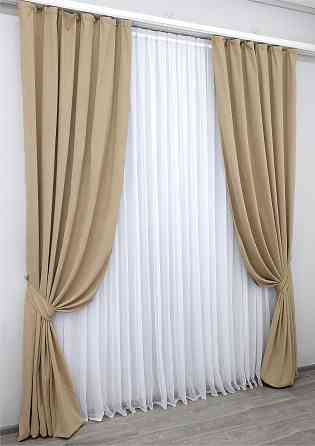 Комплект готових штор VR-Textil Мікровелюр SPARTA № 840ш Темно-бежевий 100х285см 2 шт (31-331) Київ