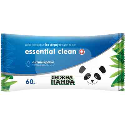 Вологі серветки Сніжна Панда Essential Clean Вітаміни 60 шт. (4820183970527) Вінниця