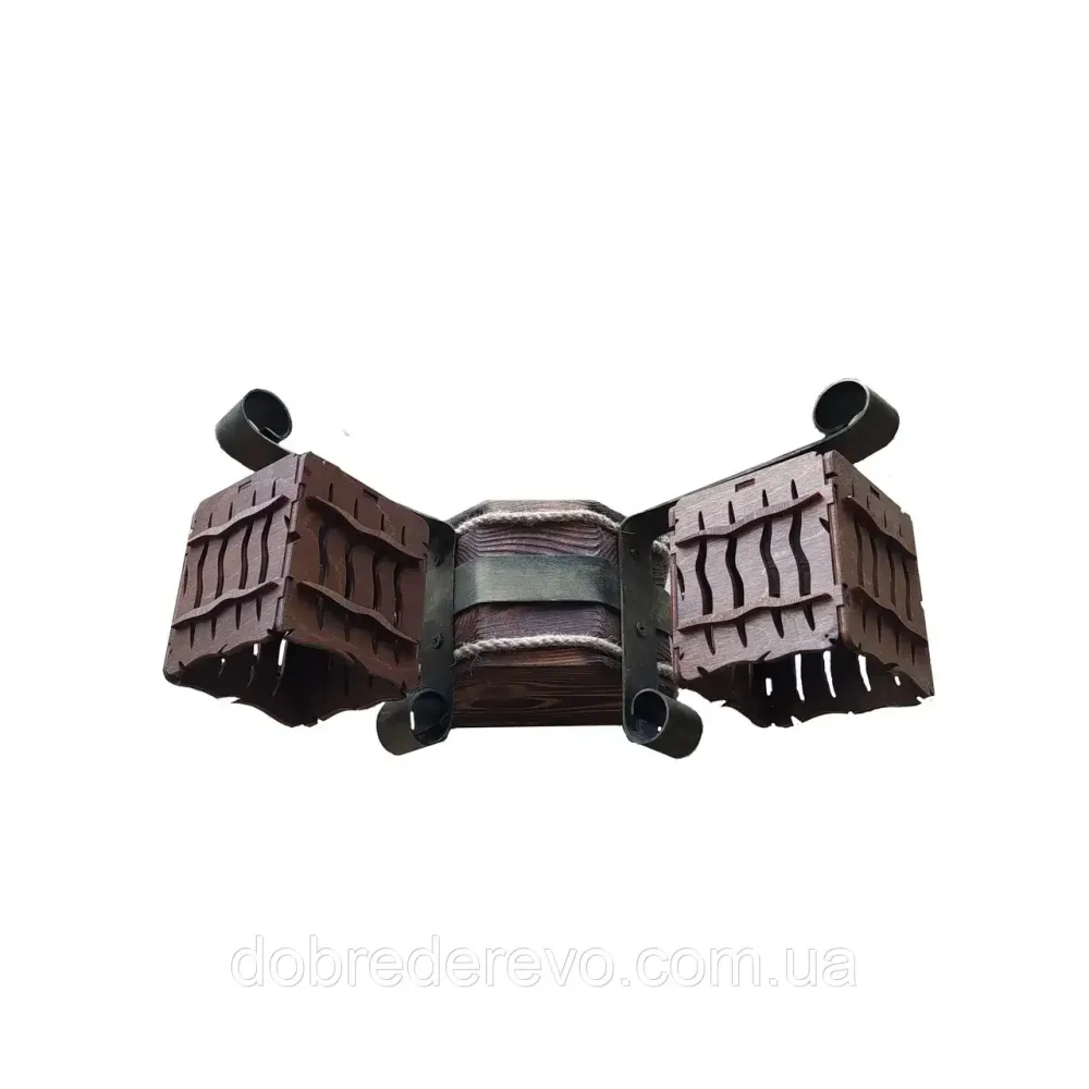 Бра деревянна на2 плафона з елементами ковки Вижниця - фото 1