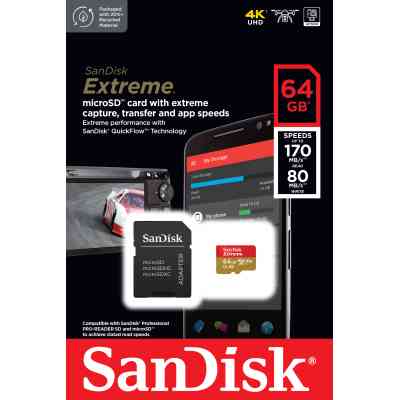 Карта памяти SanDisk 64GB microSD class 10 UHS-I U3 Extreme (SDSQXAH-064G-GN6MA) Винница
