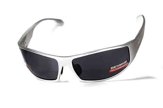 Окуляри захисні Global Vision BAD-ASS-1 Silver (gray) чорні в металевій оправі Запоріжжя