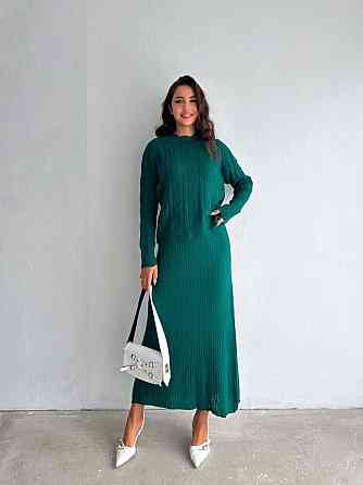 Женский теплый элегантный костюм: свитер и платье машинная вязка Одесса