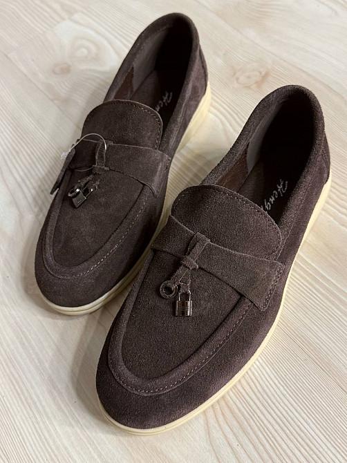 Туфли женские Hengji 336-4 замшевые лоферы с фурнитурой коричневые, 38, 24,5 см Киев - изображение 11