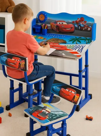 Детская парта регулируемая Тачки / Письменный стол и стул с регулируемой высотой Коломыя