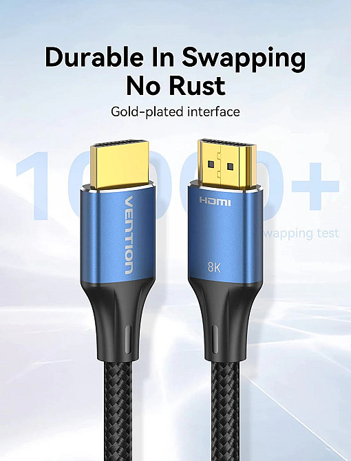 Кабель HDMI M - M, 1.5 м, V2.1, 8K 60Гц обплетення, Blue Aluminum Alloy Type Vention Винница - изображение 3