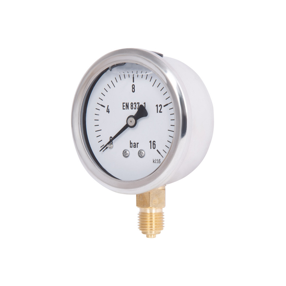 Манометр гліцериновий Thermo Alliance Forte d63 мм, 1/4"Н із нижнім під'єднанням (латунь) 0–16 барів TAF170G16B Київ - фото 9