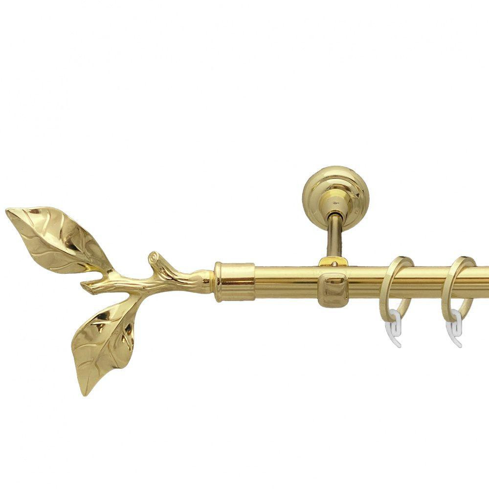 Карниз Orvit Листок Троянди металевий однорядний відкритий гладка труба кільце фасонне металеве  Золото 19 мм 160 см (00-00009234) Львів - фото 1