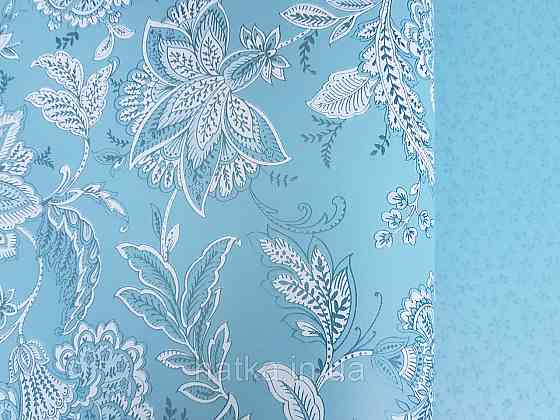 Шпалери флізелінові еко Rasch Sophia 0.53х10 рослинний принт квіти листя срібло білі на бірюзовом3д Київ