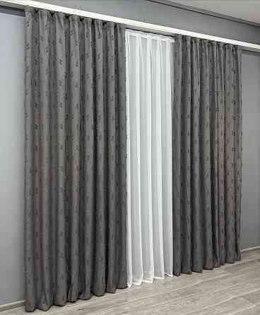 Комплект штор VR-Textil Льон Букле № 1890ш Графітовий 150х270 см 2 шт (33-0923) Київ