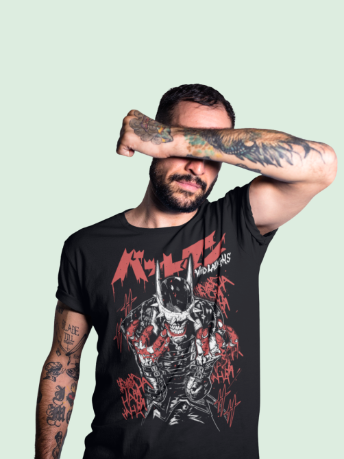 Футболка для хлопчика з аніме принтом Батман Вхо Лаугхс Мігхт оверсайз (зріст від 165 до 180) Чорний AnimeJ0750m Дніпро - фото 5