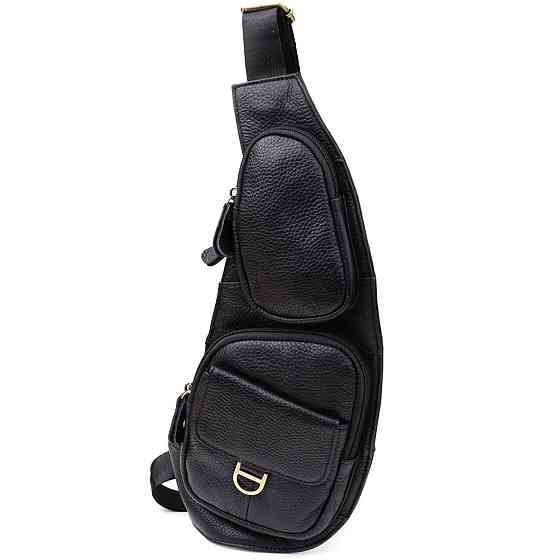 Чоловіча сумка через плече із зернистої натуральної шкіри Чорний (Vintage) Київ