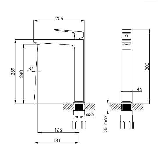 Смеситель высокий для умывальника IMPRESE VIOLIK черный\матовый f03510810AB Киев