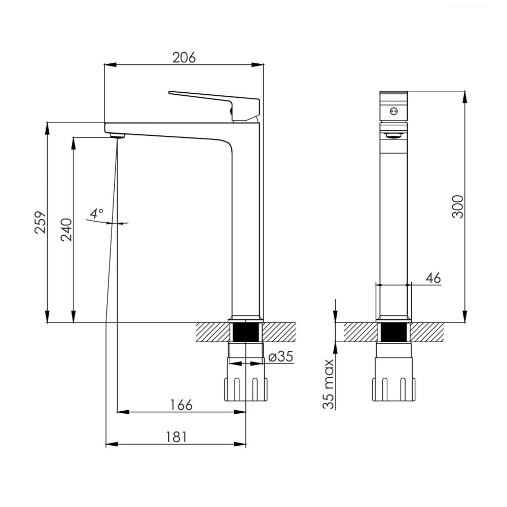 Смеситель высокий для умывальника IMPRESE VIOLIK черный\матовый f03510810AB Киев - изображение 2