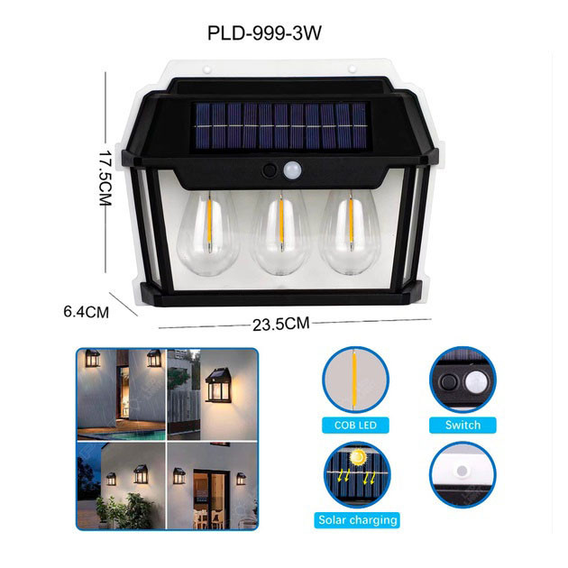Фонарь вольфрамовая лампа на солнечной батарее 999-38W, датчик движения, АКБ 18650 DB-72 Киев - изображение 1