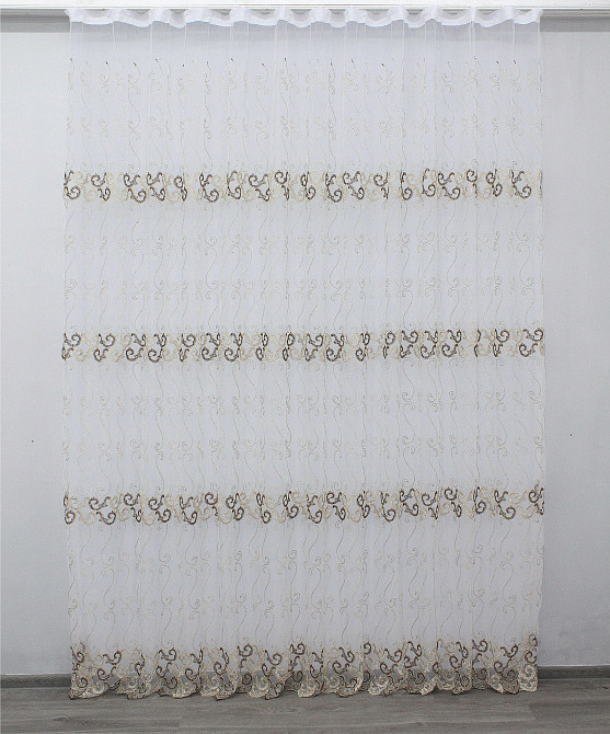 Тюль фатин, коленкції "Kort ADOR" з люрексовою ниткою колір золотистий з коричневим 1191т Київ - фото 3