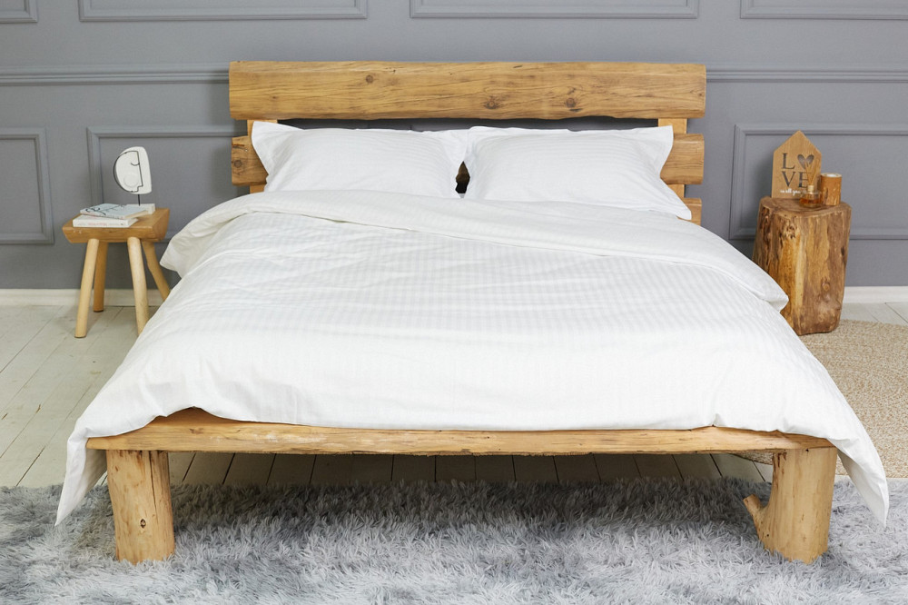 Комплект постельного белья Ideal Textile страйп-сатин белый двуспальный евро Полоска 1 см (56860696) Черновцы - изображение 3