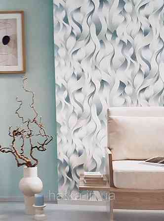 Шпалери метрові вініл на флізелін дизайнерські Erismann Elle Decoration 2 абстракція хвилі блакитні белые3д Київ